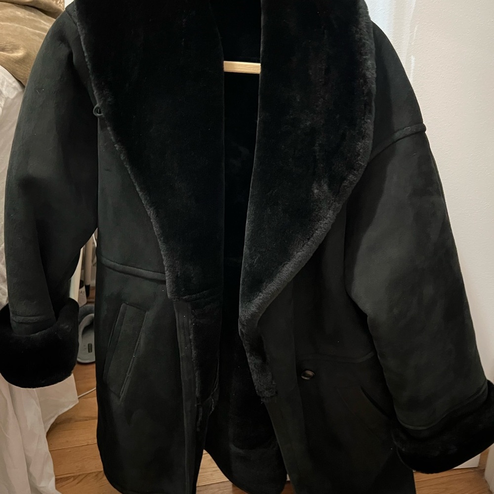 Vintage leather/ nubuck fur coat